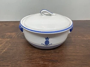 Country Blue International House White & Blue Pineapple Butter Crock 1982 - Picture 1 of 9