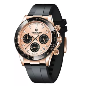 Orologi Uomo Quarzo Movimento Giappone Cinturino Gomma 100M Impermeabile Vetro Zaffiro - Foto 1 di 14