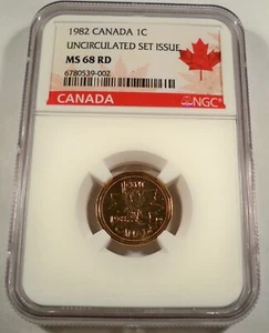 1982 1c CANADA NGC MS 68 RD CENT COPPER MS 68 RED - Picture 1 of 4