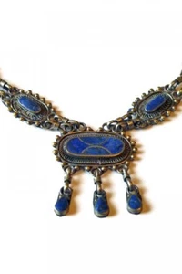 Collana etnica vintage anni ’60 in argento 925 brunito e lapis.Vintage.Rara! - Imagen 1 de 2