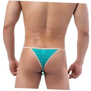 Men Thongs Mesh G Strings Thongs Briefs Breathable Sexy Bikini Large Blue - Picture 1 of 7