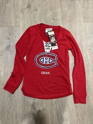 Henley con cordones NHL Canadiens para mujer pequeño NUEVO Foto 1 de 4
