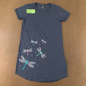 Instant Message Women's Size Small Blue Dragonfly Printed Hem Sleep Shirt NWT - Picture 1 of 8