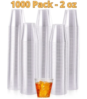 1000 Pack Plastic Shot Glasses-2 oz Disposable Cups 2 Ounce Plastic Shot Cups... - Image 1 of 4