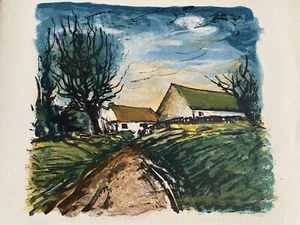 Maurice de VLAMINCK Paysage 1964 lithographie sur Arches non signée - Imagen 1 de 6
