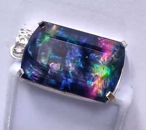 Colgante de plata maciza 925 ammolita natural 58,15 quilates certificado EGL piedras preciosas sueltas - Imagen 1 de 11