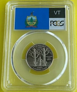 2001 S 25C Clad Vermont Quarter PCGS PR70 DCAM - Picture 1 of 2