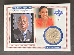 ALEXANDRIA OCASIO CORTEZ AOC 2024 Decision Stamp Quarter Relic Blue Foil #ed 3/3 - Picture 1 of 10