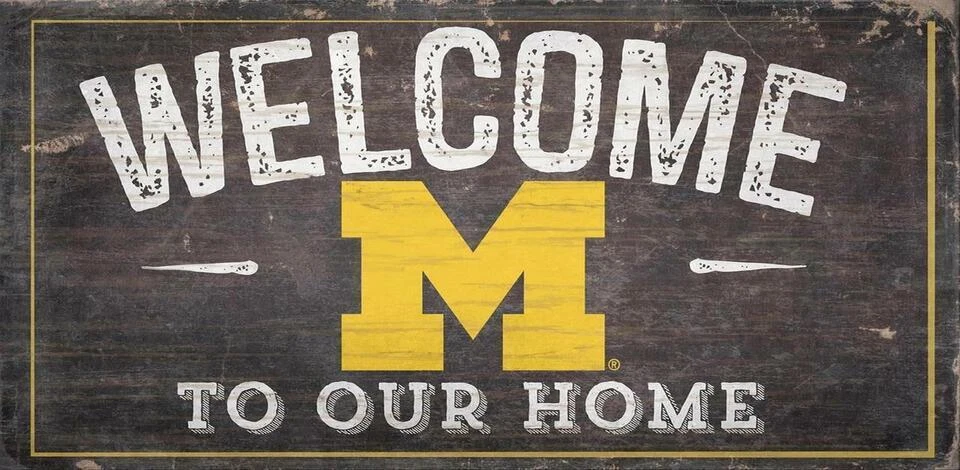 Michigan Wolverines Welcome to Our Home 12" x 6" Wood Sign [NEW] NCAA Plaque - Image 1 of 1