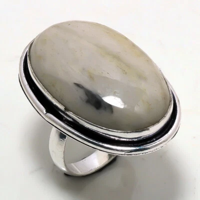 Anillo de joyería de diseño único de moda hecho a mano con piedras preciosas de jaspe de madera 6,25" SR 5654 Foto 1 de 4