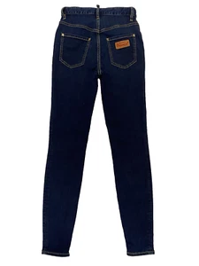 DSQUARED2 WOMENS ORIGINAL TWIGGY JEANS SKINNY ZIP STRETCH BLUE HIGH RISE SIZE 42 - Picture 1 of 24
