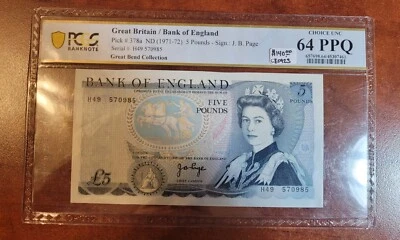 Bank Of England ND(1971-72) Pick #378a 5 Pounds PCGS 64PPQ - Image 1 of 2