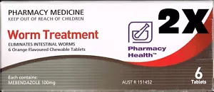 => P.Health DE Worm ,2X6(12) tabsChewable Tablets orange flavour for threadworm - Picture 1 of 2