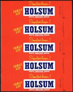 Vintage bread wrapper HOLSUM FAMILY SIZE Stays Fresh Longer Chicago ILL unused - Picture 1 of 2