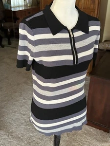 NO BO - No Boundaries - Black Striped Pullover with Zipper Front - Size 3XL - Picture 1 of 7