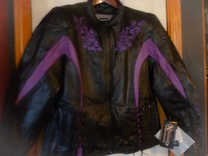 Women's 2XL Xelement Leather Motorcycle Jacket, Zip Out Lining, Armoured NWT - Picture 1 of 3