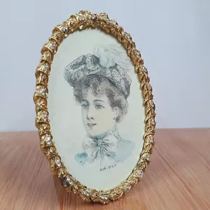 Ovaler Bilderrahmen Metallguss 5x7 Gold und Jems - Bild 1 von 11