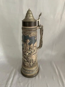 Krug Bierkrug Original Gerz XXL 49 cm Höhe mit Zinndeckel Sammler 3 Liter - Zdjęcie 1 z 12