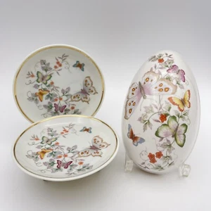 vtg avon 1979 butterfly gold trim Trinket egg and 2 plates Total 3 pc set - Picture 1 of 12