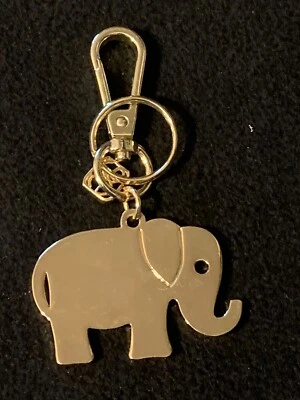 Elephant Gold Toned Metal Keyring Keychain With Clip-On - Image 1 of 4