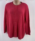 Woman Within Pink Cable Knit Cardigan Womens 30/32 Cotton Button Front