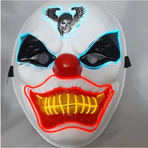 Scary Clown Costume Mask with Led Lights - New - Picture 1 of 2