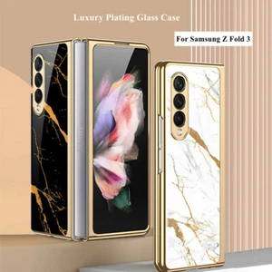 For Samsung Galaxy Z Fold 3 Case Luxury Plating Glass Shockproof Slim Case Cover - Picture 1 of 27