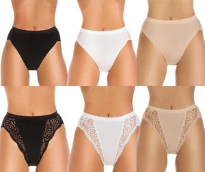 Wysteria Lane High Leg Briefs Quality Cotton Rich Knickers Underwear (3 Pack) - Picture 1 of 17