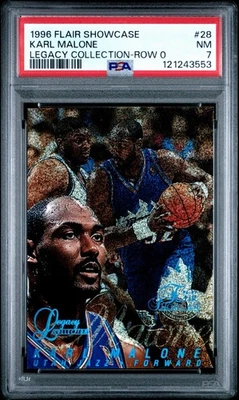 1996-97 FLAIR SHOWCASE ROW 0 KARL MALONE LEGACY COLLECTION ROW 0 PSA 7 #28 - Image 1 of 4