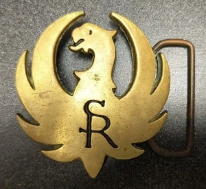STURM RUGER SR FIREARMS CUT OUT LOGO SOLID BRASS BUCKLE GREAT 1970s - Picture 1 of 4