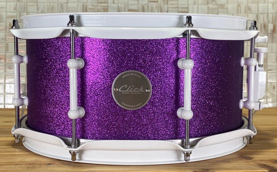 Click Icon 6x12 10ply Maple Snare Drum Purple Satin Sparkle - Image 1 of 4