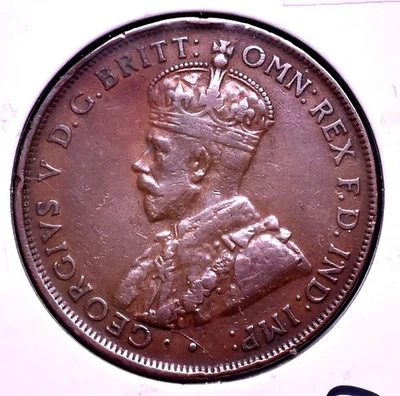 1923 ~ Australia ~ Moneda de un centavo ~ Jorge V ~ *P244 Foto 1 de 3