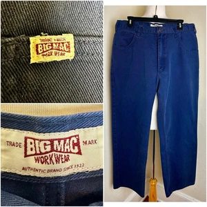 Vintage Big Mac Arbeitshose Herren 36x32 dunkelblau Denim lockere Passform Baumwolle Poly Retro - Bild 1 von 8