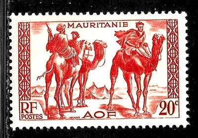 HICK GIRL-OLD MINT  FRENCH-MAURITANIA SC#82    MAURIS ON CAMELS       X6283 - Image 1 of 2