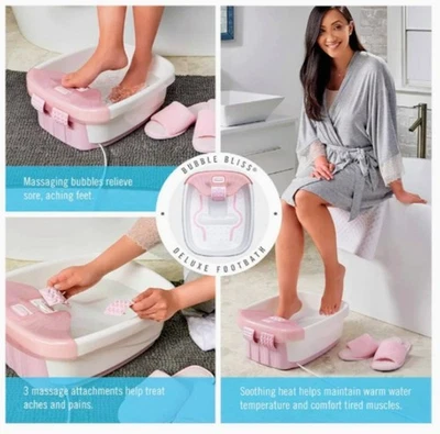 Spa de pies de lujo Bubble Bliss con calefacción rosa Foto 1 de 4