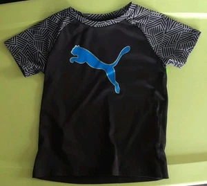 Black, Blue, And Gray Boys Puma Short-Sleeve Silky Shirt. Boys Size 5. - Picture 1 of 4
