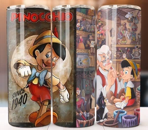 Pinocchio 20oz Skinny Tumbler Cup Mug  Lid Straw Hot Cold Drinks - Picture 1 of 1
