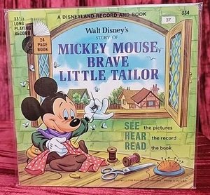 Vtg 1968 Walt Disney Record MICKEY MOUSE BRAVE LITTLE TAILOR #334 SEE HEAR READ - Picture 1 of 10