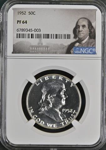 1952 Proof Franklin Half Dollar - NGC PF 64 Benjamin Franklin Label Cover
