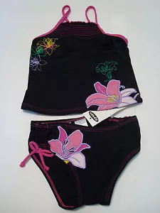 Neu mit Etikett Old Navy Baby Mädchen Badeanzug Bikini/Tankini gesmokt schwarz pink 2T 2 - Bild 1 von 2