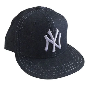 MLB Yanees New York Ladies Flat Bill Fitted Cap Size 7 1/4 Lt. Blue Stitch NWT - Picture 1 of 9