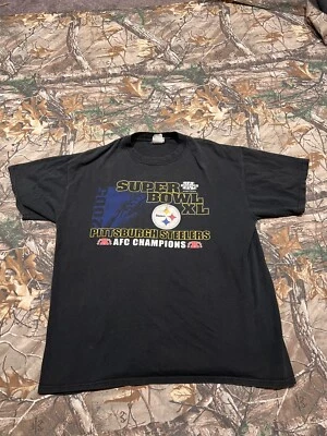 Ropa de calle vintage Y2K negra Pittsburgh Steelers 2005 Super Bowl L-XL Champions Foto 1 de 3