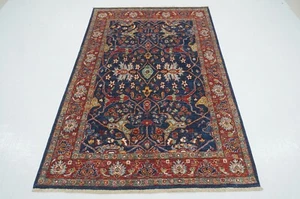 4 x 6 ft Navy Blue Bidjar Afghan Hand Knotted Wool Traditional Oriental Area Rug - Picture 1 of 16