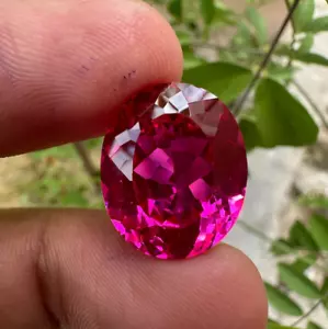 Pietra Preziosa Sciolta 21 Ct Naturale Rosa Rosso Rubino Forma Ovale Mogok - Foto 1 di 3