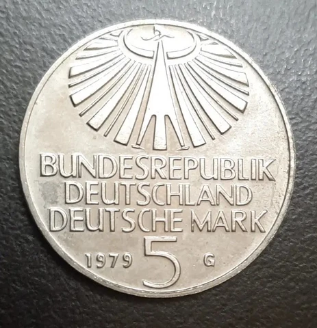 1979 G WEST GERMANY 5 DEUTSCHE MARK COIN XF AU KM 151 100th BIRTHDAY OTTO HAHN Cover