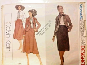 Blazer Jacket Skirt Blouse 8 Vogue 1791 Sewing Pattern UC VTG Calvin Klein Suit - Picture 1 of 8