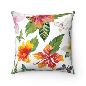 Hibiscus Flower Tropical Decorative Throw Pillows, Beach  with Insert - Picture 1 of 7