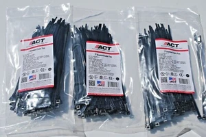 LOT 300 ACT BLACK CABLE TIE ZIP WRAPS 7" SATELLITE/CABLE   - Picture 1 of 4