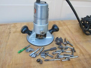 VTG : MILLERS FALLS NO.681 ROUTER , PLUS LOT OF  ROUTER BITS,  1/4" SHANK : - Picture 1 of 19