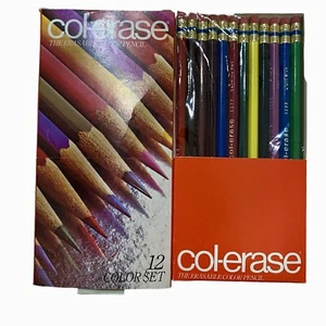 Vtg Sanford Col-Erase Color Pencils Rare Fabercastell 1 Box of 12 Unused NOS - Picture 1 of 13